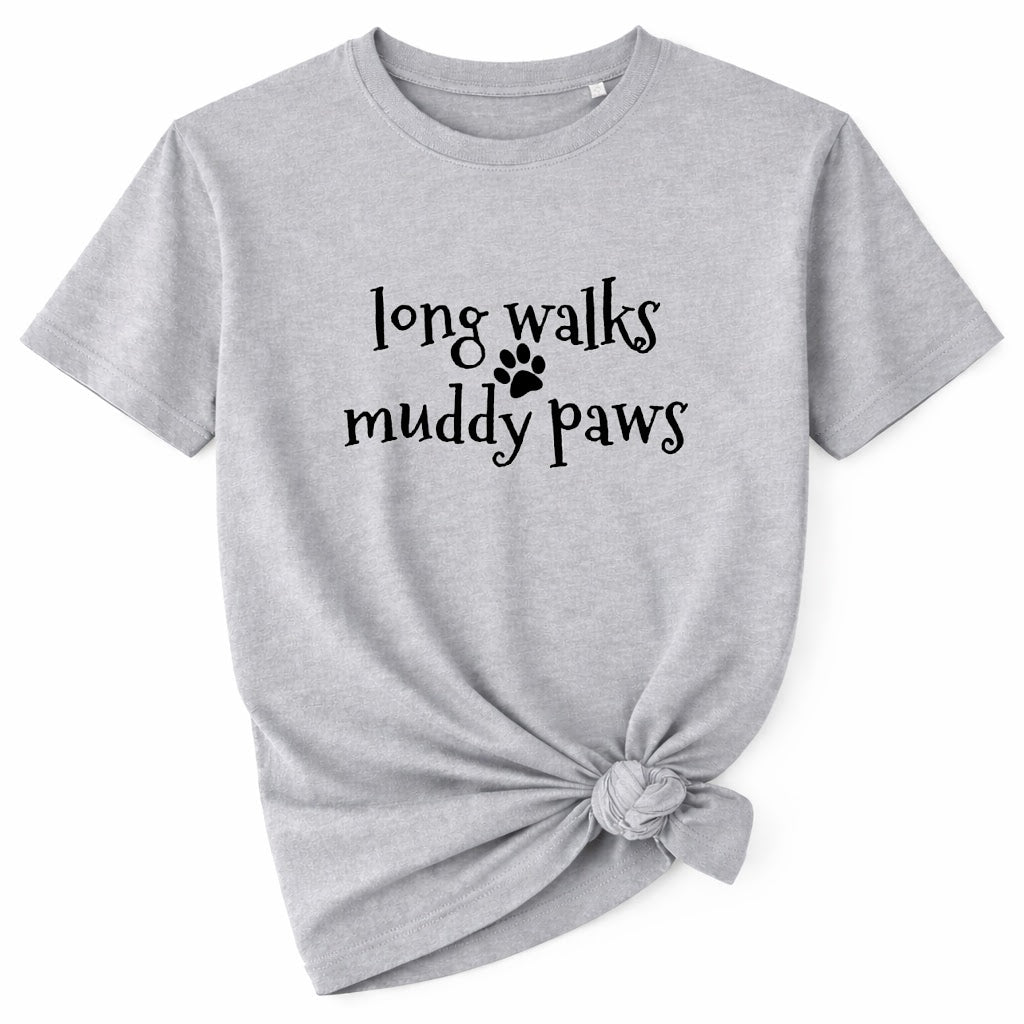 Long Walks Muddy Paws T-Shirt - Grey Size XXL - 47" (UK 22)