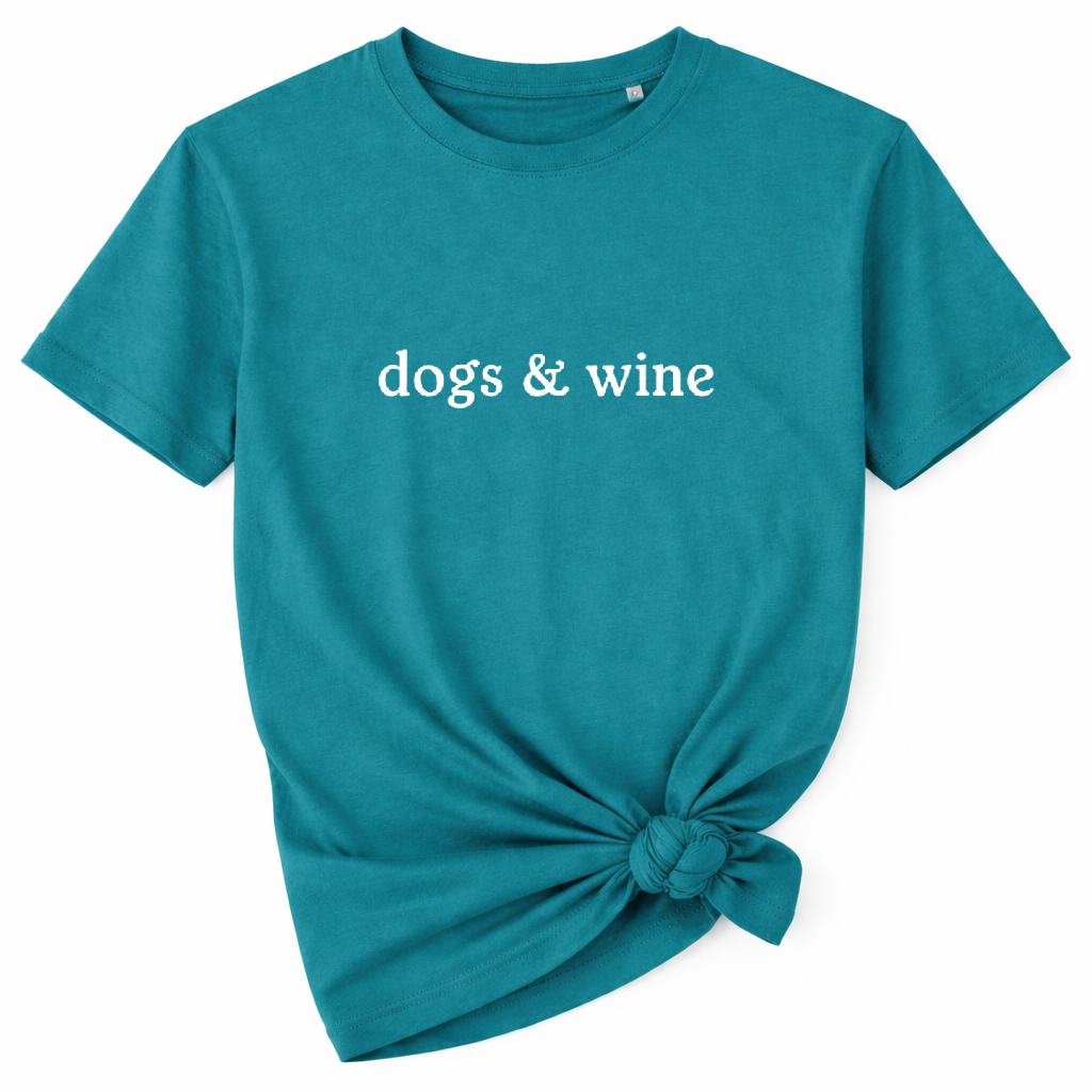 Dogs & Wine T-Shirt - Teal - L