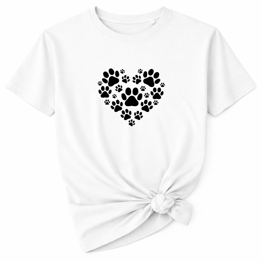 Heart and Paws T-Shirt - White Size M - 38/40"