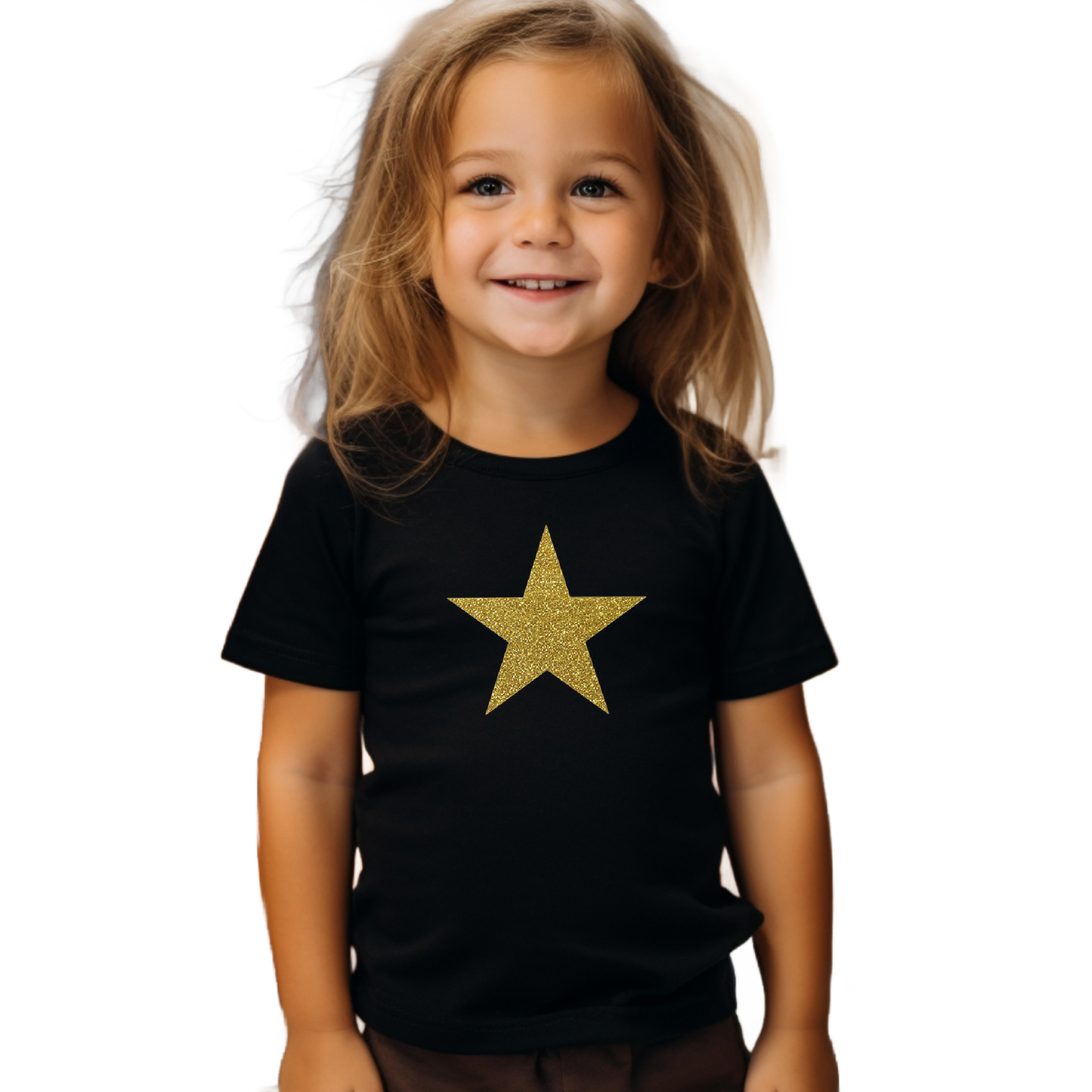 Gold Glitter Star Kids T-Shirt - Age 7-8
