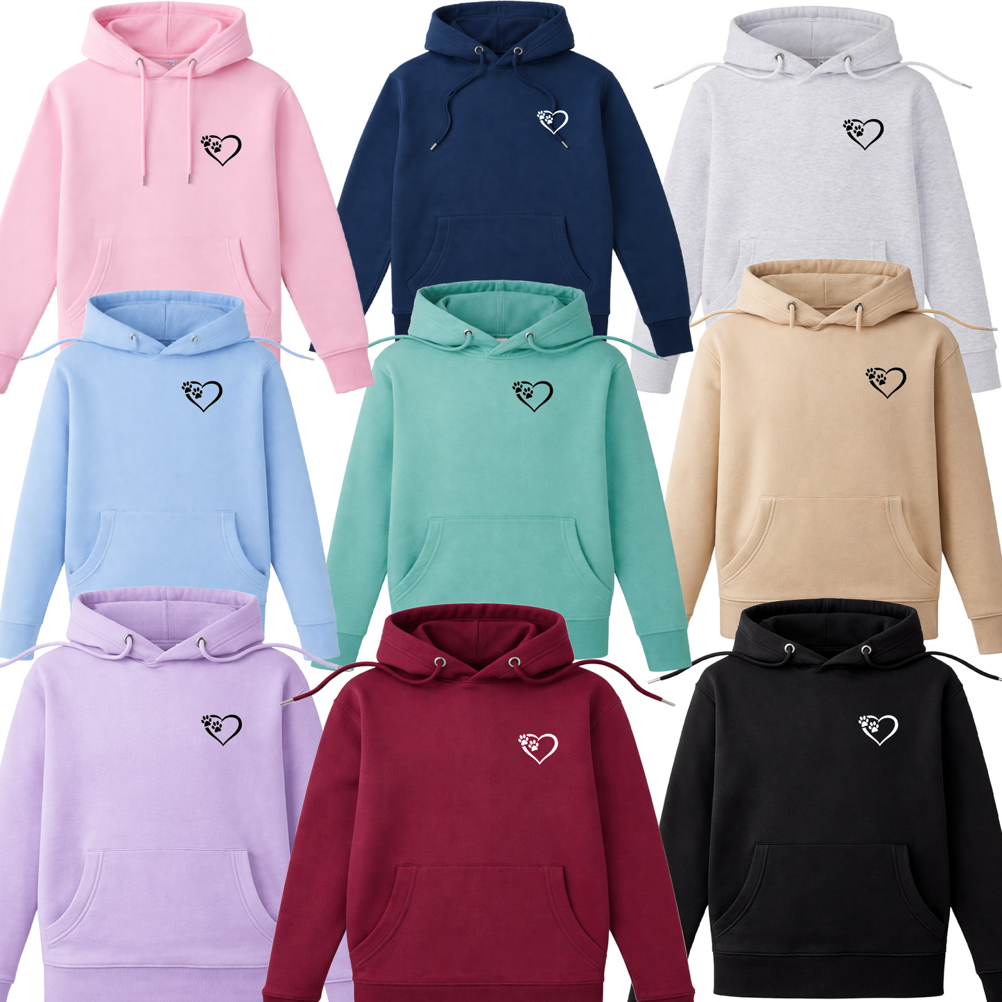 Premium Organic Heart & Paw Hoodie