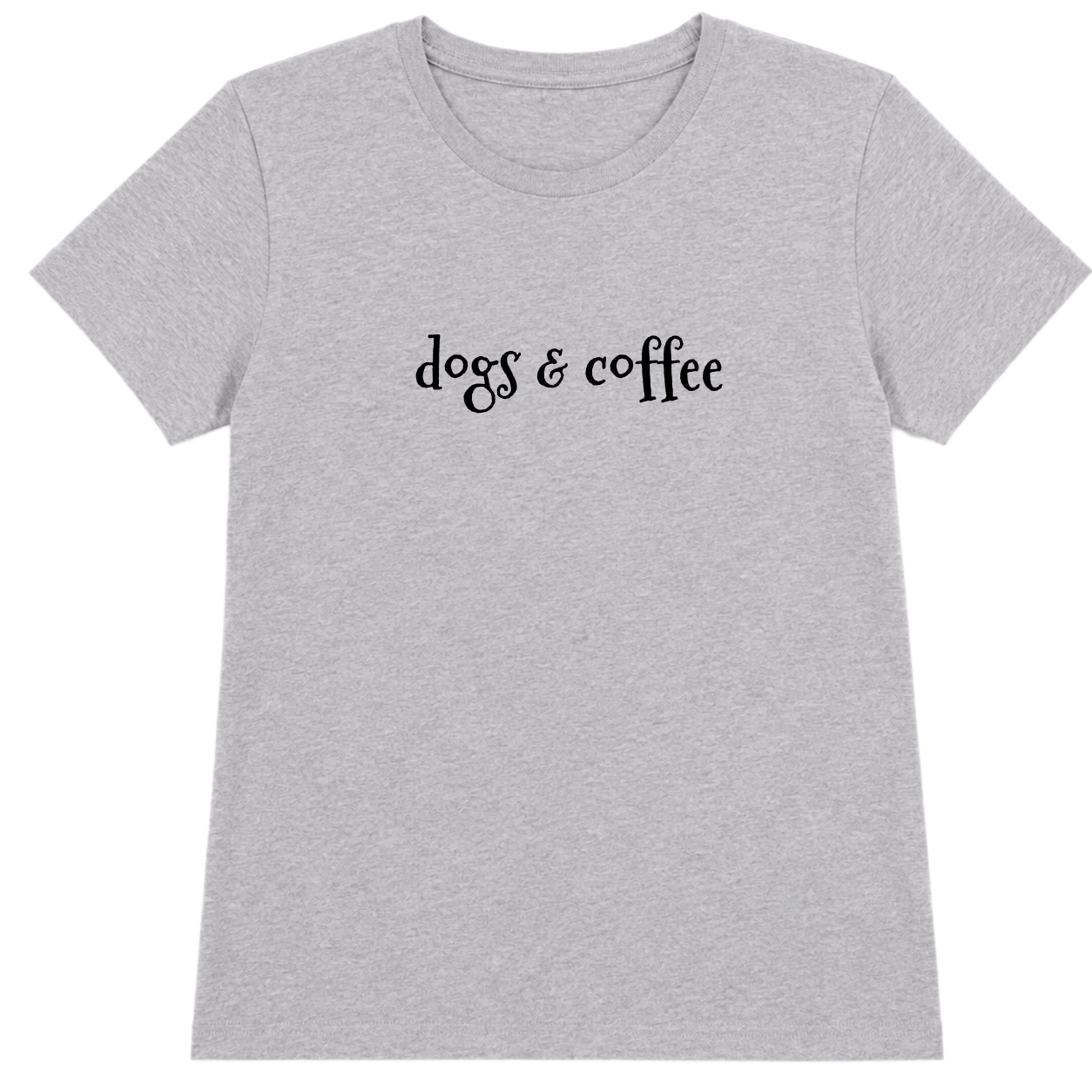 Dogs & Coffee Womens fit T-Shirt - Heather Grey Size L UK 12-14