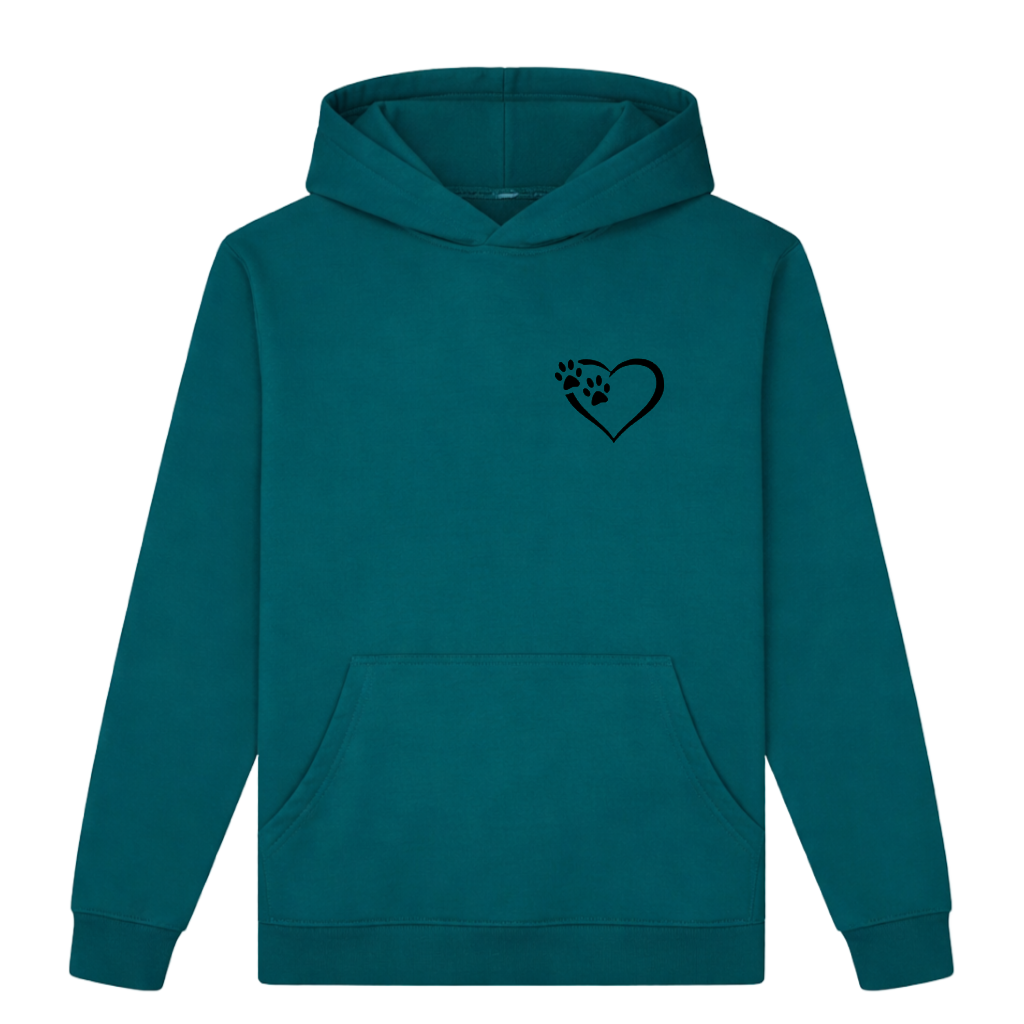Heart and Paws Hoodie - Jade Size S - 36" (UK 10-12)