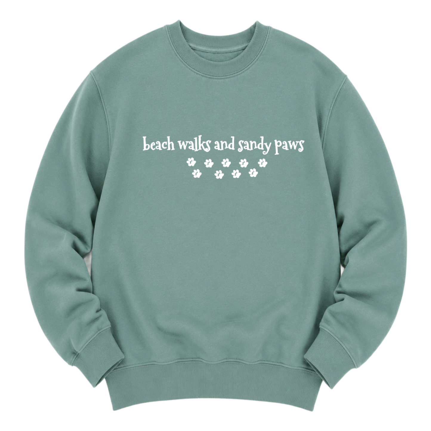 Beach Walks and Sandy Paws Sweatshirt - Seafoam Size L - UK 16-18