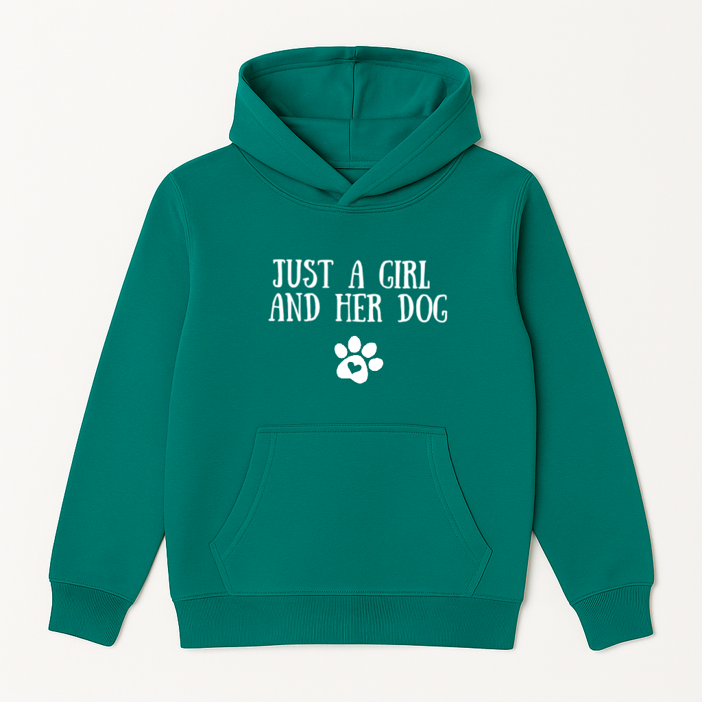 Just a Girl and her Dog Kids Hoodie - JADE SIZE 7-8Y