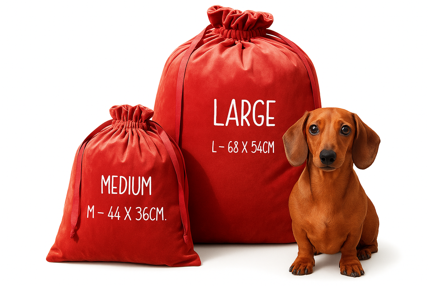 Personalised Velvet Dog Christmas Sack with Glitter Paw & “A Very Good Girl/Boy”