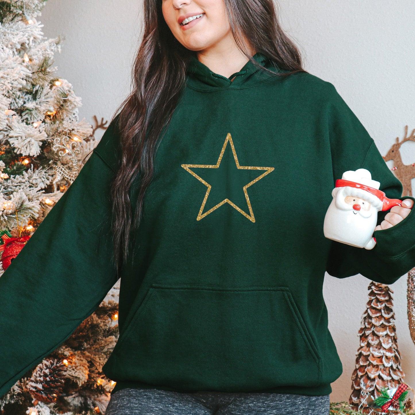 Christmas Glitter Star Hoodie