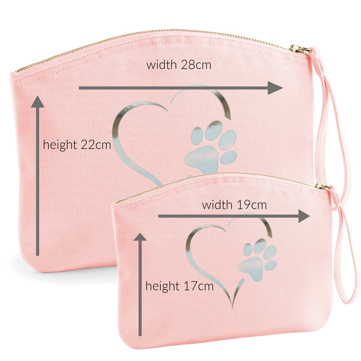 Small Pink Canvas Wristlet - Zipped Pouch with Wrist Strap