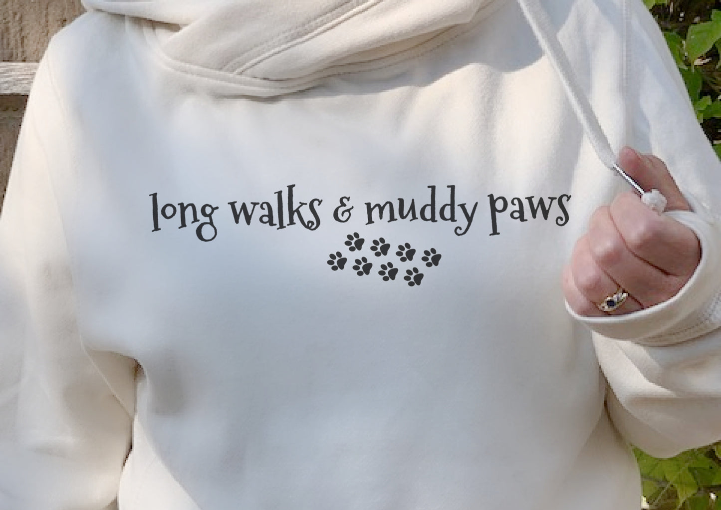 NEW! 'Long Walks & Muddy Paws' Luxury Cowl Neck Hoodie
