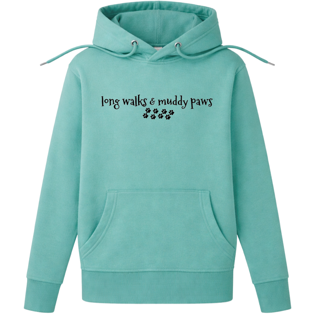 Long Walks & Muddy Paws Hoodie - Seafoam Size L - UK 16-18 (44")