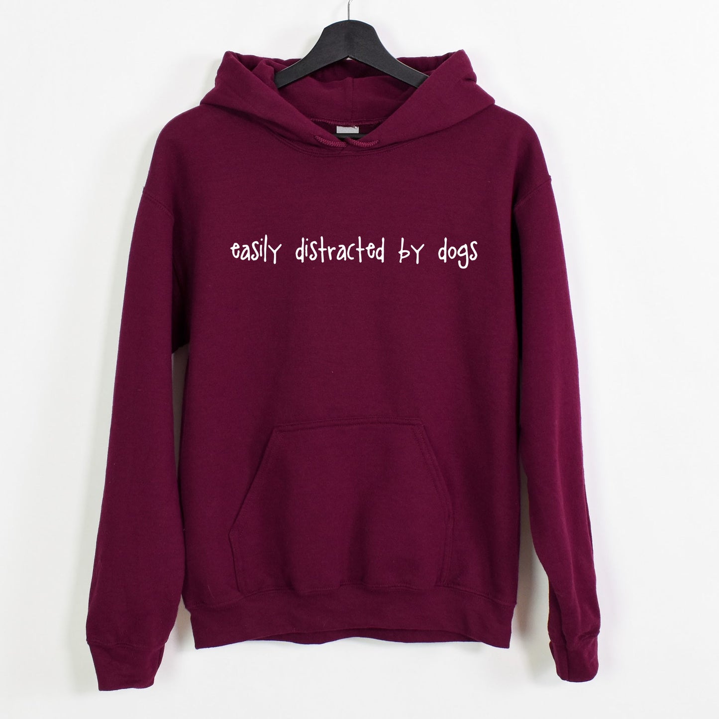 Easily Distracted by Dogs Hoodie - Burgundy Size S - UK 12 (36")