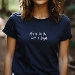 Load image into Gallery viewer, life is better with a dog navy t shirt
