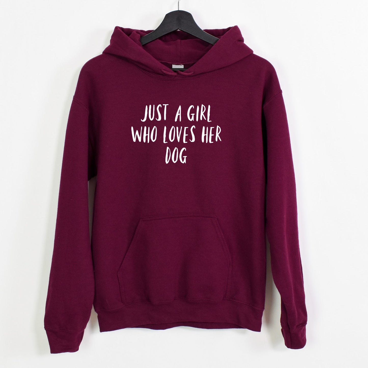 Just a Girl Who Loves Her Dog Hoodie - Burgundy Size S - UK 10-12 (36")