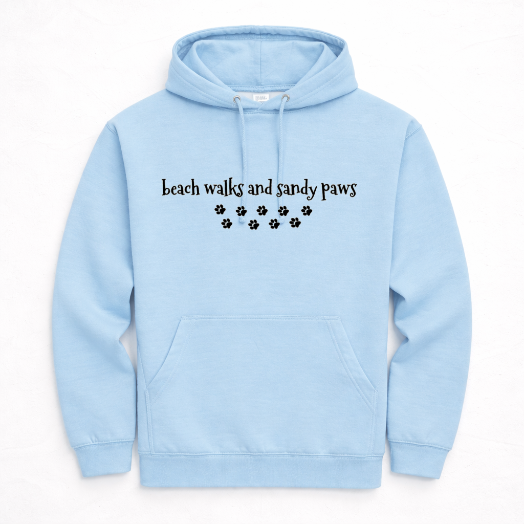 Beach Walks and Sandy Paws Hoodie - Ice Blue Size XXL - 52" (UK 24-26)