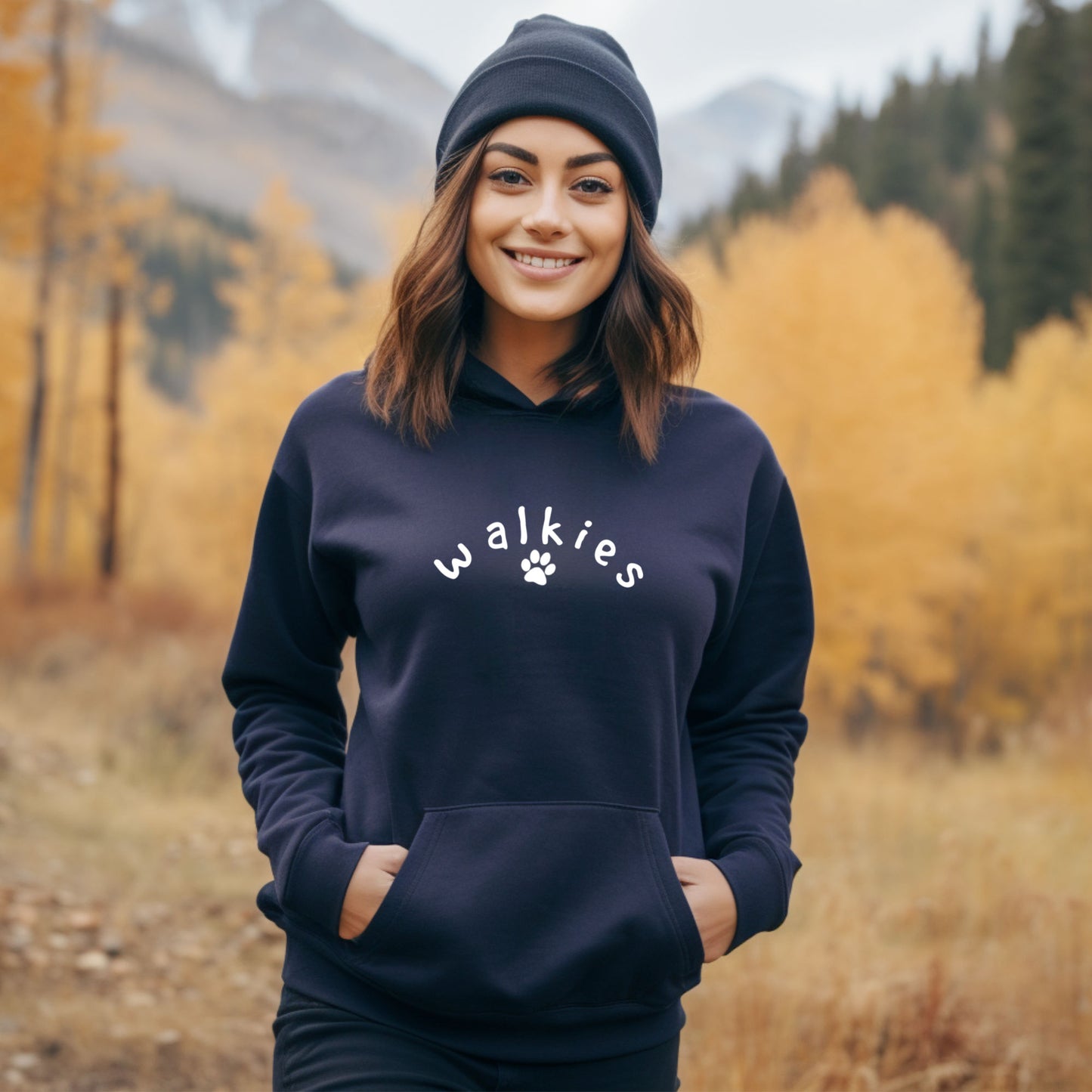 Walkies Slogan Hoodie - Navy Size S - UK 10-12 (36")