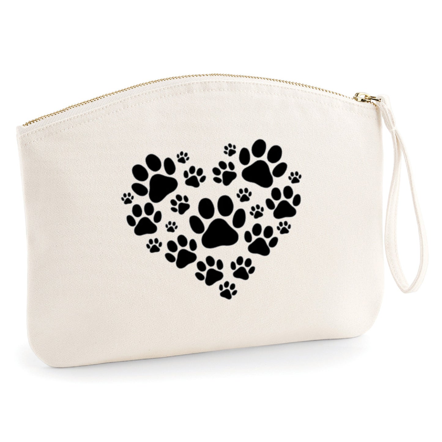 Large Natural Canvas Wristlet - Zipped Pouch with Wrist Strap