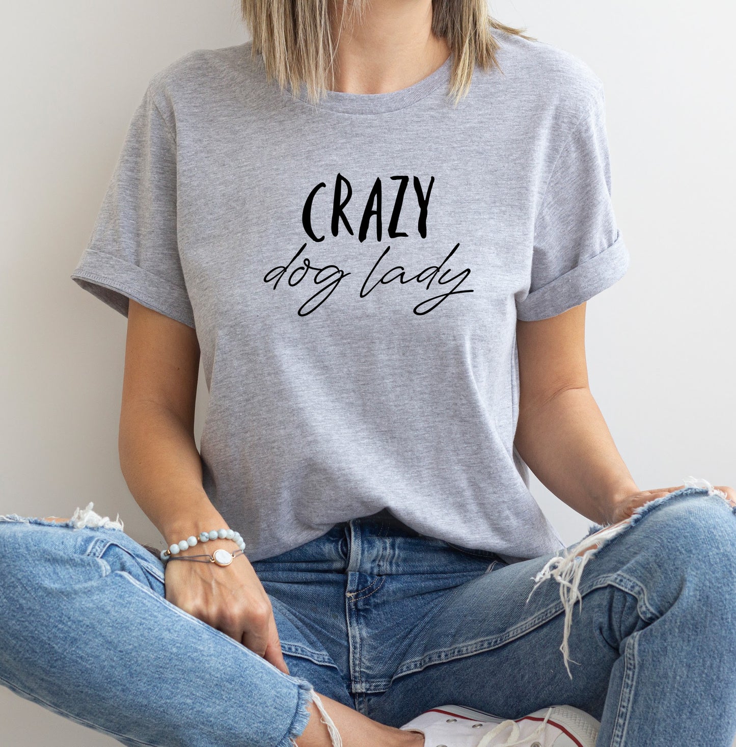 grey dog slogan t shirt