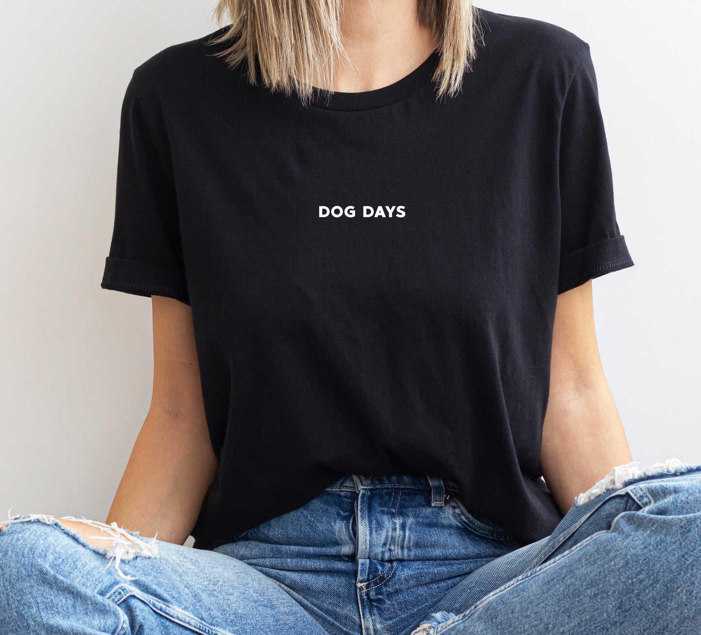 black organic dog slogan shirt