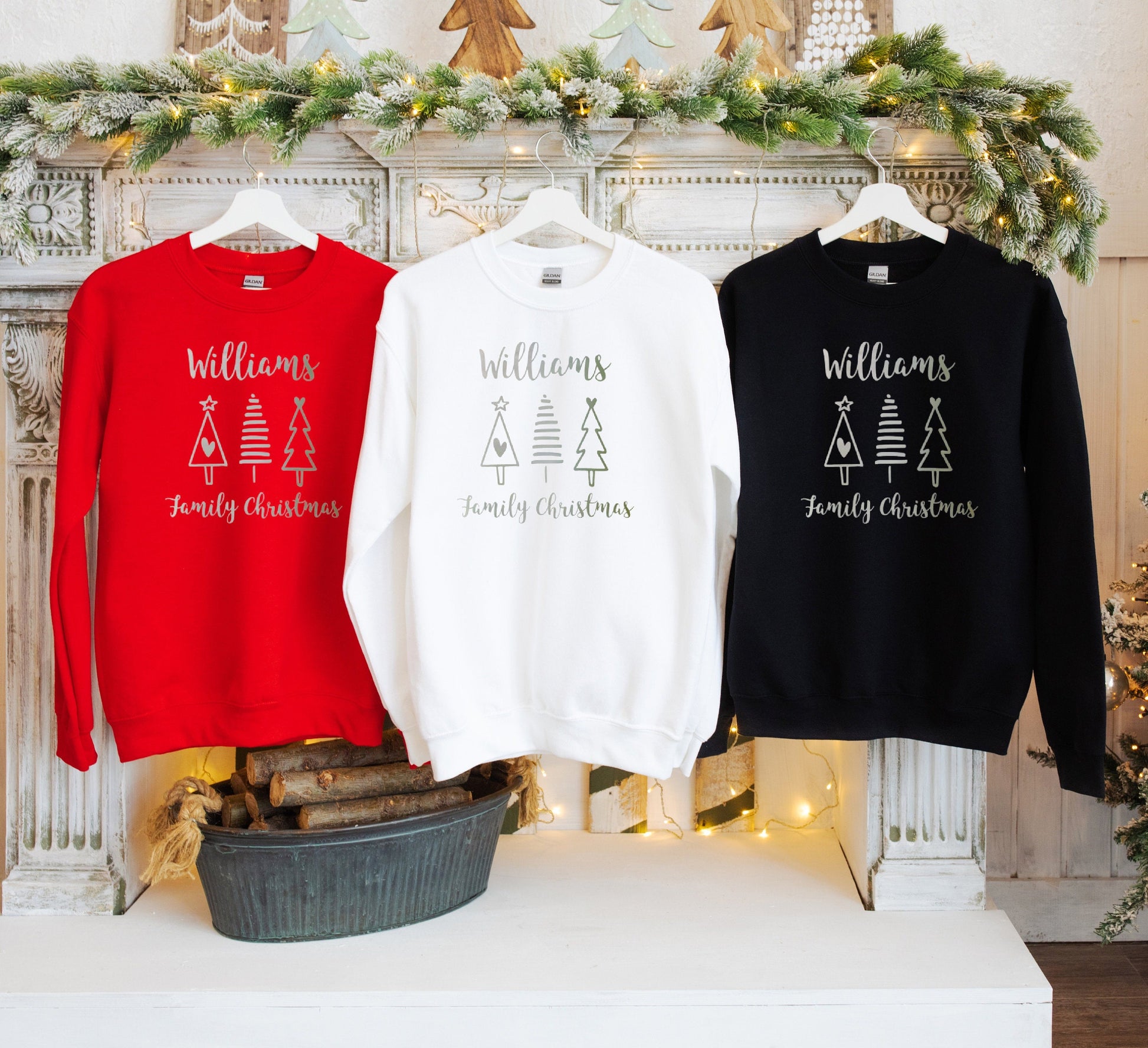 Family Matching Christmas Sweatshirts, Personalised Xmas Jumpers