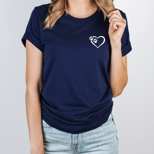 Heart and Paws T-Shirt - Navy Size L - UK 16-18 (41")