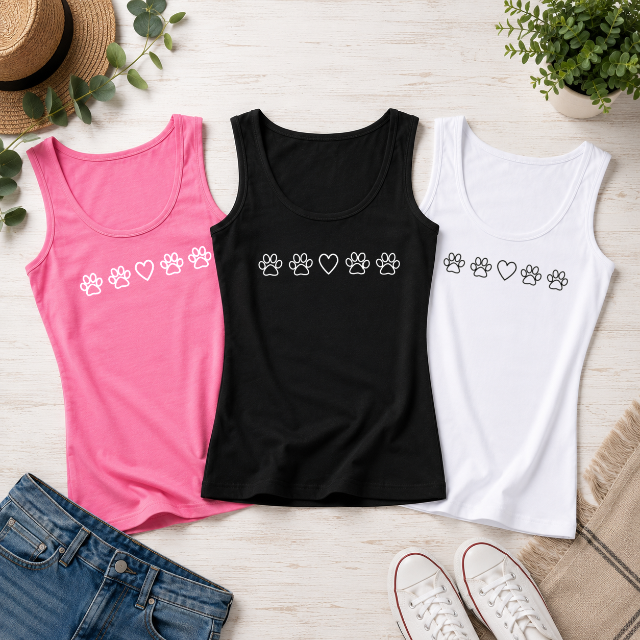2 Pack Women's 100% Cotton Vest Tops | Black, White or Pink