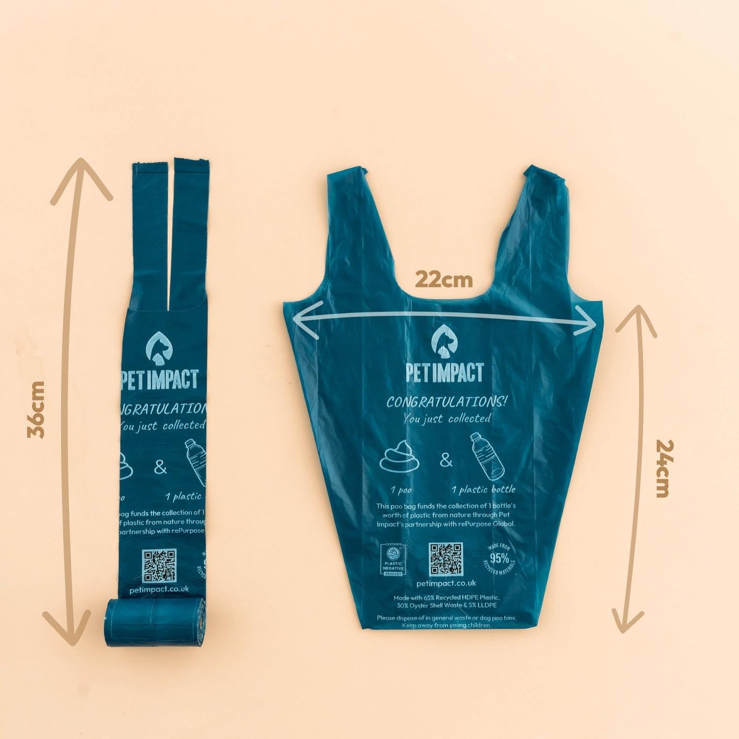 Pet Impact Recycled Poo Bags  16 rolls -240 bags