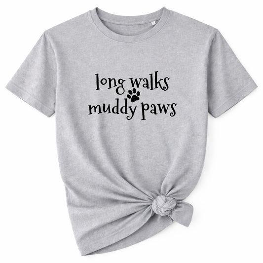 Long Walks Muddy Paws T-Shirt - Grey Size XXL - 47" (UK 22)