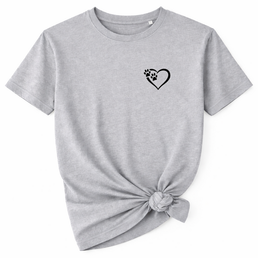 Heart and Paws T-Shirt - Grey Size XL- UK 18