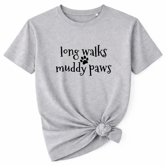 Long Walks Muddy Paws T-Shirt - Grey Size XL - UK 20 (43")