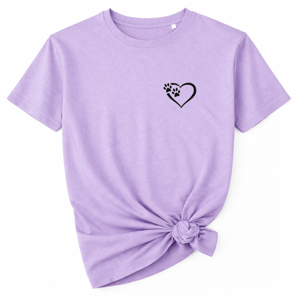 Heart and Paws T-Shirt - Lavender - S
