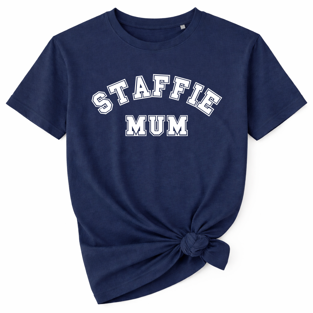 Staffie Mum Varsity T Shirt