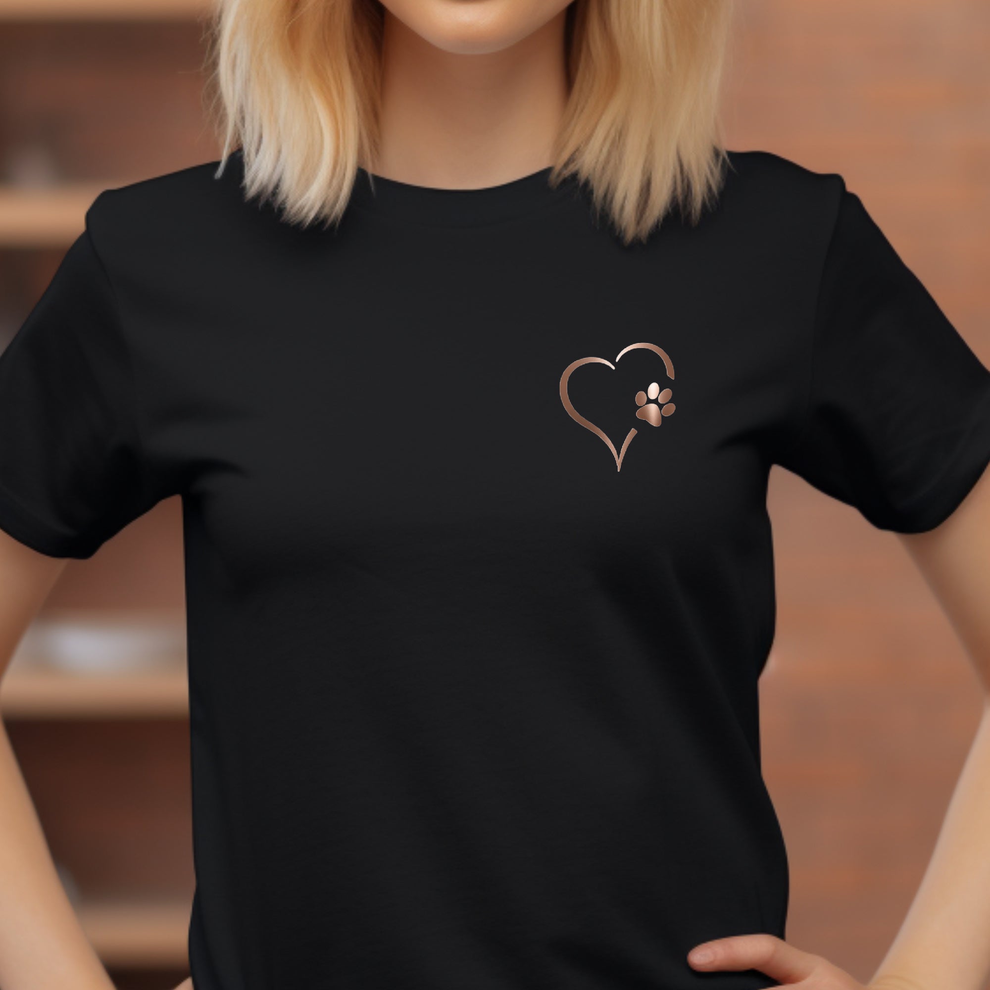 Rose Gold Heart and Paws T-Shirt - Soft Organic Cotton