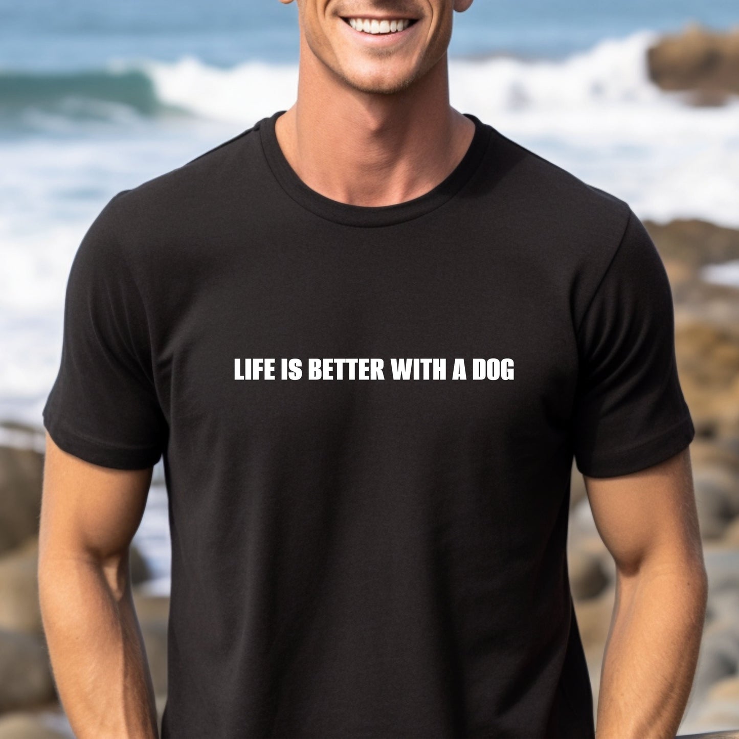 'Life is Better With a Dog'  Organic Cotton Men's T Shirt