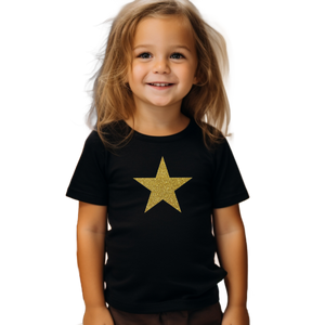 Gold Glitter Star Kids T-Shirt -  Age 7-8