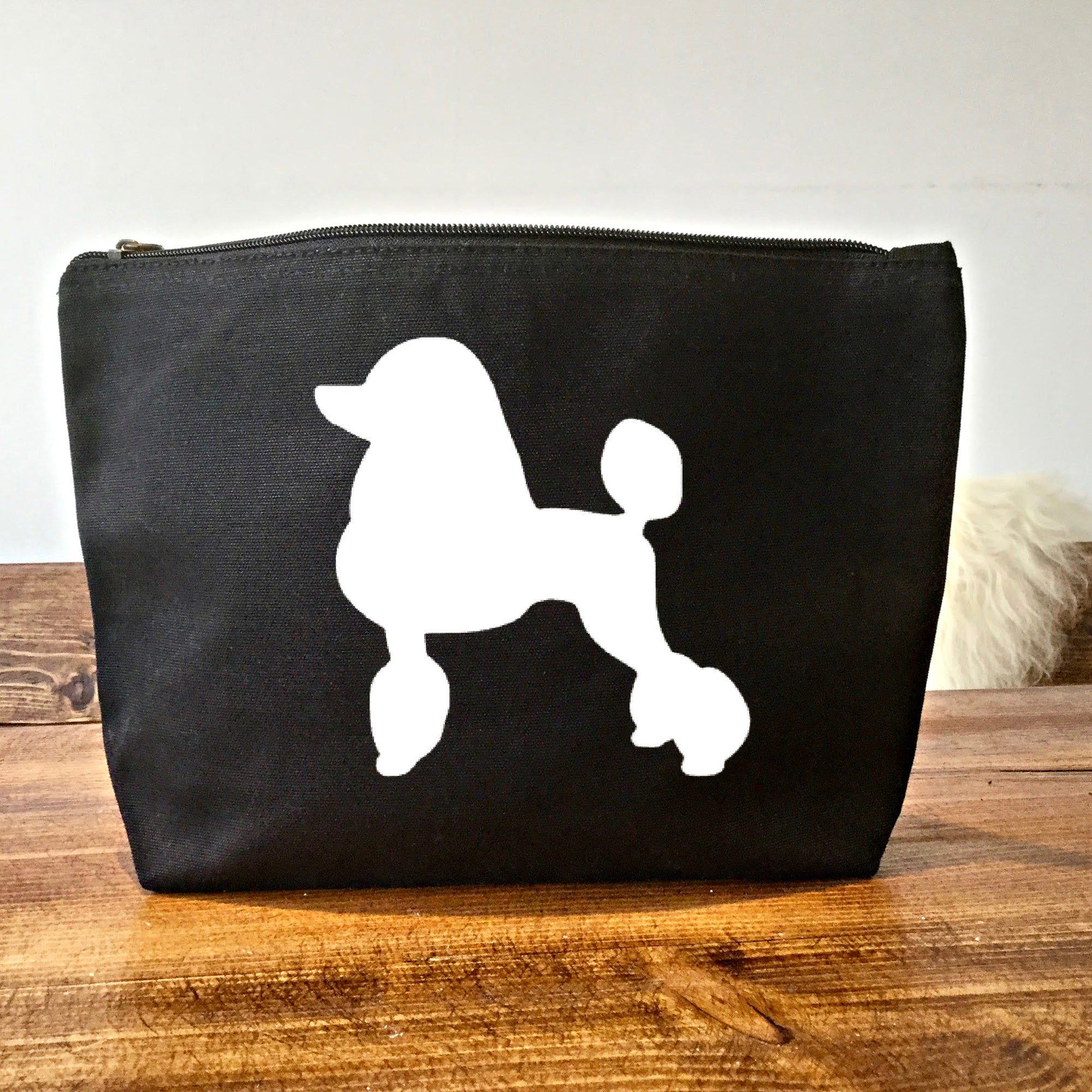 Poodle Makeup Bag - Black with Matt White Poodle