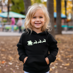 Load image into Gallery viewer, Glow in the Dark Christmas Kids Hoodie, Children&#39;s Christmas Sweater, Santa and his sleigh Sweatshirt,
