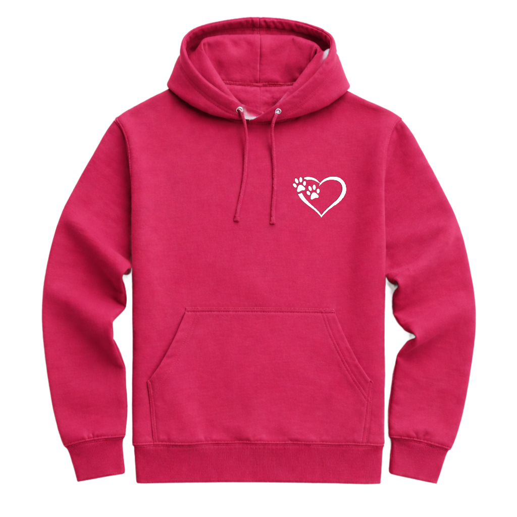 Heart and Paws Hoodie - Cranberry Size XXL - 52" (UK 24-26)