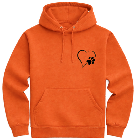 Heart and Paw Hoodie -  Orange - Size M - UK 14 (40")