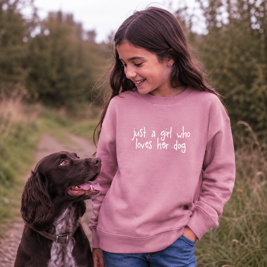 Just a Girl Who Loves Her Dog - Kids Sweatshirt