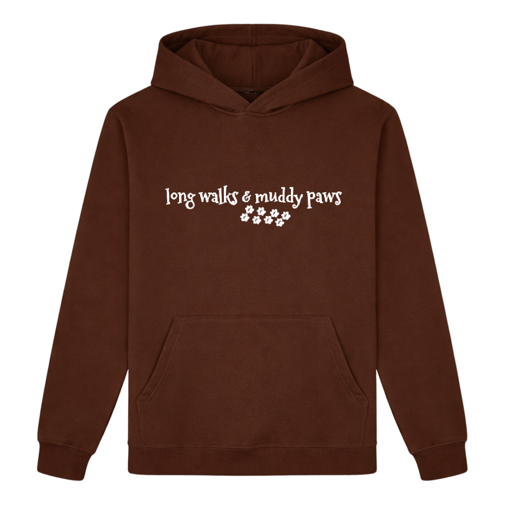 Long Walks and Muddy Paws Hoodie -  Chocolate Brown - Size S - UK 10-12 (36")