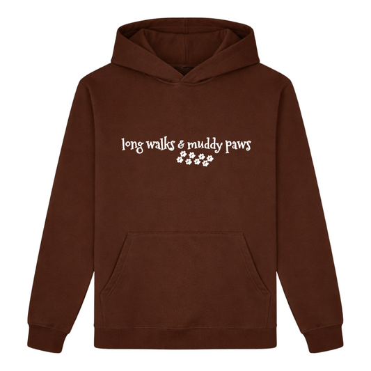 Long Walks and Muddy Paws Hoodie -  Chocolate Brown - Size S - UK 10-12 (36")