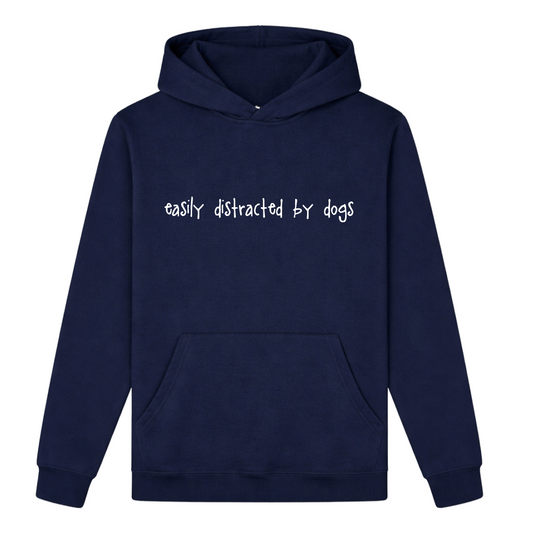 Easily Distracted by Dogs Hoodie - Navy Size S - UK 10-12 (36")