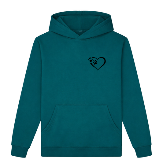 Heart and Paws Hoodie - Jade Size S - 36" (UK 10-12)