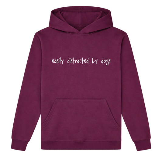 Easily Distracted by Dogs Hoodie -  Plum - Size M - UK 14 (40")