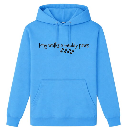 Long Walks and Muddy Paws Hoodie - Hawaiian Blue Size XS - UK 8-10 (34")