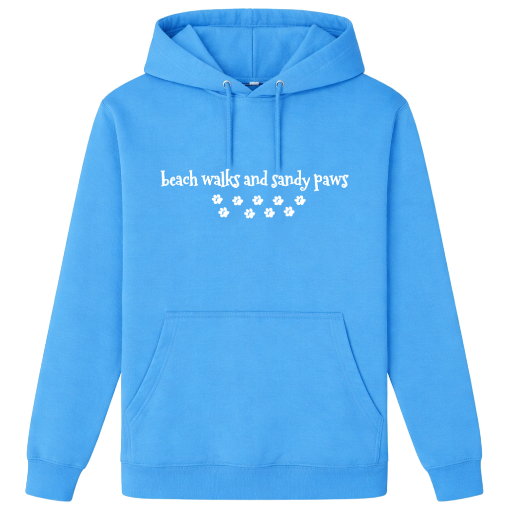 Beach Walks and Sandy Paws Hoodie - Hawaiian Blue Size XS - UK 8-10 (34")