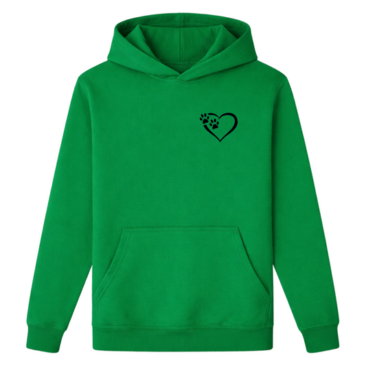 Heart & Paws Hoodie - Kelly Green Size M - UK 14 (40")