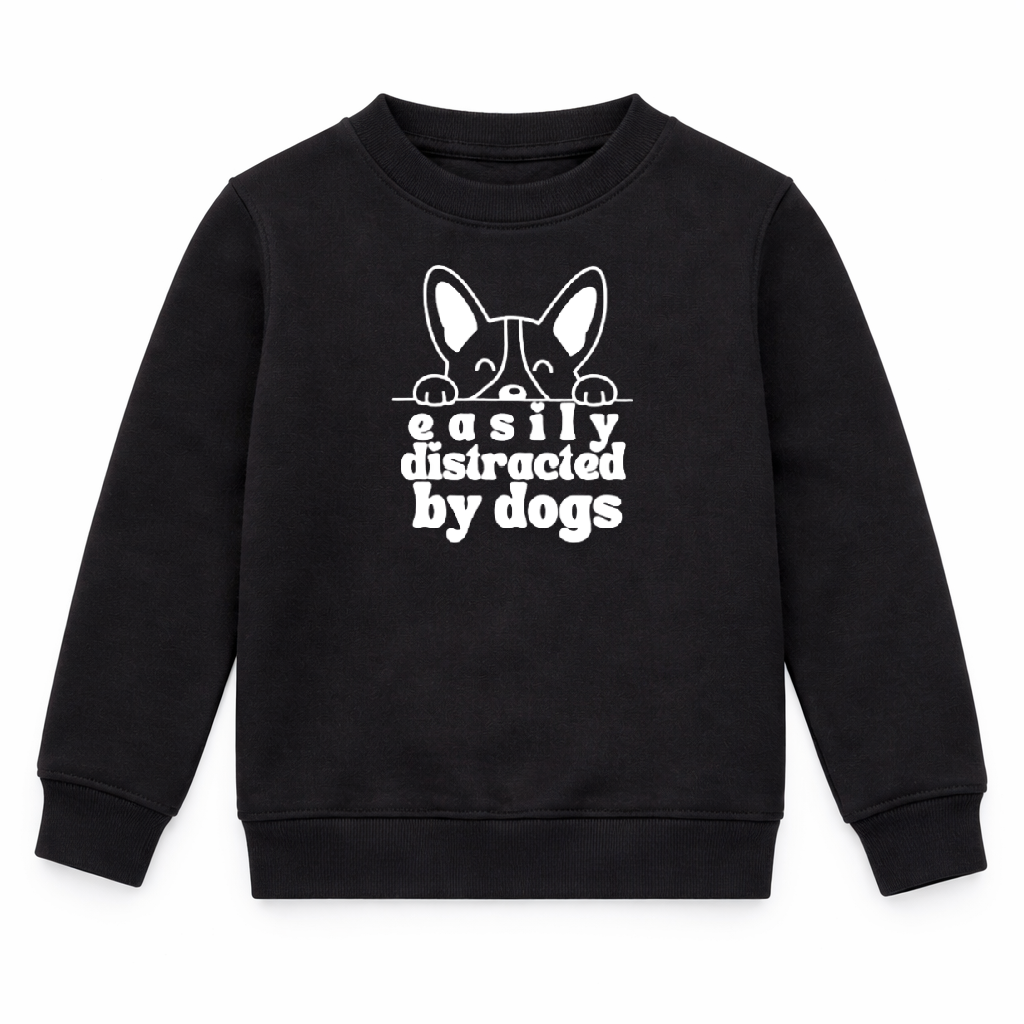 Easily Distracted By Dogs Black Sweatshirt - BLACK SIZE 9-11