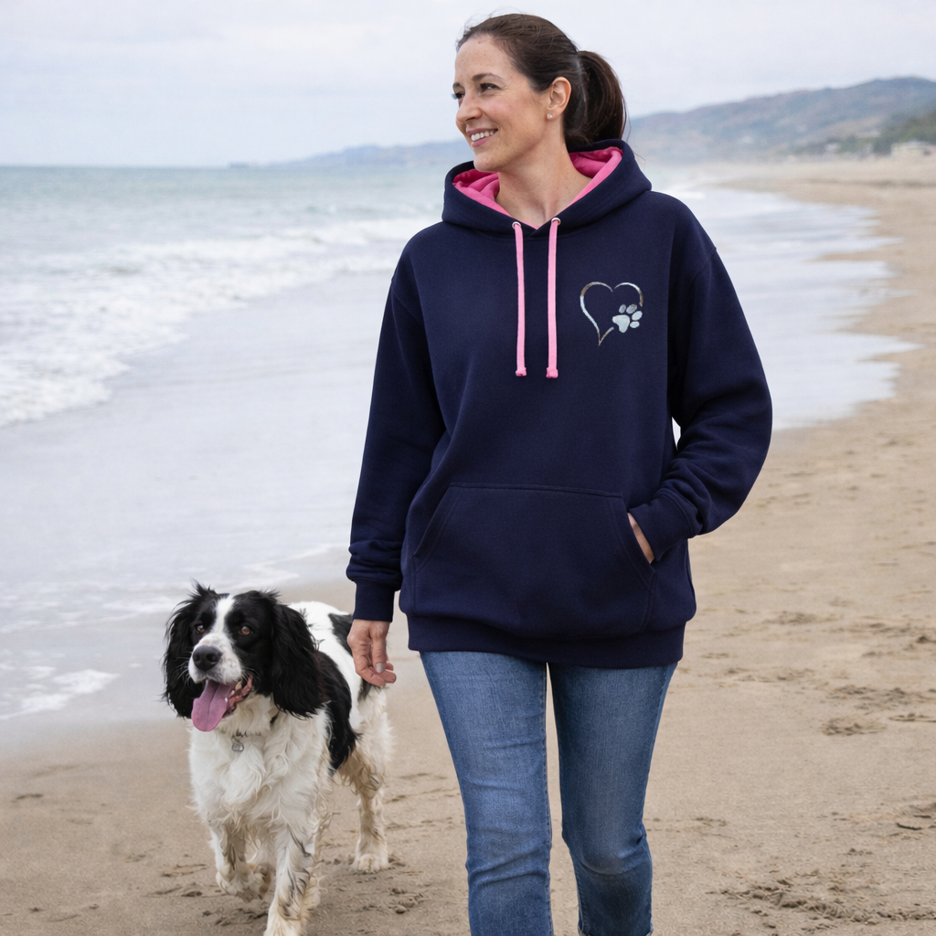 NEW! Silver Heart and Paw Logo Hoodie