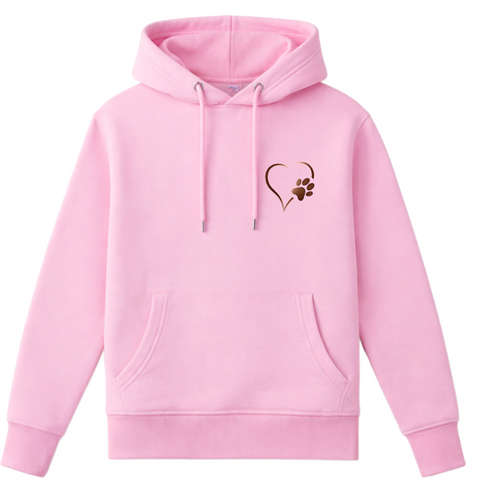 Rose Gold Heart and Paws Hoodie - Pink Size S - UK 10-12 (36")